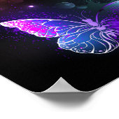 Drei glühende Schmetterlinge im Hintergrund Poster (Ecke)