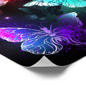 Drei glühende Schmetterlinge im Hintergrund Poster (Ecke)