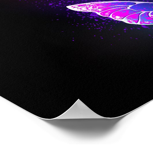 Drei glühende Schmetterlinge im Hintergrund Poster (Ecke)