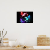 Drei glühende Schmetterlinge im Hintergrund Poster (Küche)