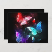 Drei glühende Schmetterlinge im Hintergrund Postkarte (Vorne/Hinten)