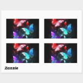 Drei glühende Schmetterlinge im Hintergrund Rechteckiger Aufkleber (Blatt)