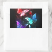 Drei glühende Schmetterlinge im Hintergrund Rechteckiger Aufkleber (Tasche)