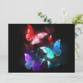 Drei glühende Schmetterlinge im Hintergrund Save The Date (Stehend Vorderseite)