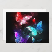 Drei glühende Schmetterlinge im Hintergrund Save The Date (Vorne/Hinten)