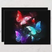 Drei glühende Schmetterlinge im Hintergrund Save The Date (Vorne/Hinten)