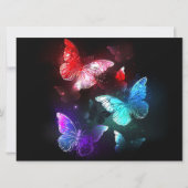 Drei glühende Schmetterlinge im Hintergrund Save The Date (Vorderseite)