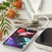 Drei glühende Schmetterlinge im Hintergrund Schlüsselanhänger (Vorderseite rechts)