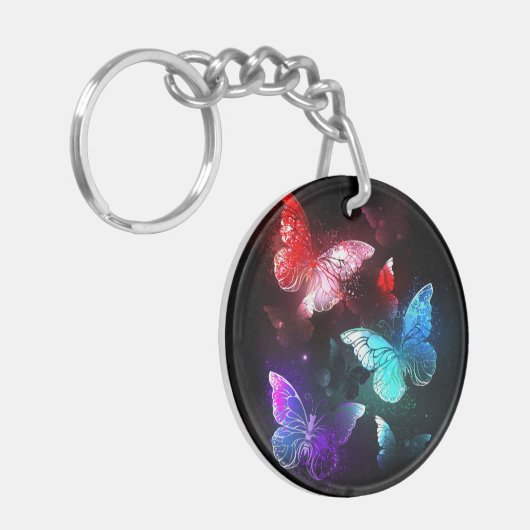Drei glühende Schmetterlinge im Hintergrund Schlüsselanhänger (Vorderseite links)