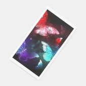 Drei glühende Schmetterlinge im Hintergrund Serviette (Ecke)