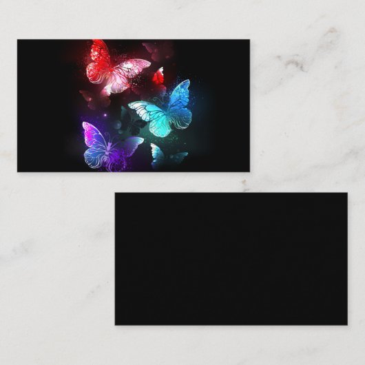 Drei glühende Schmetterlinge im Hintergrund Telefonnummerkarte (Vorne/Hinten)