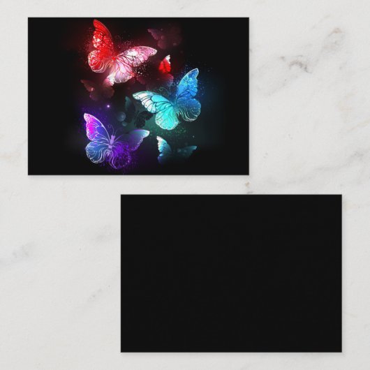 Drei glühende Schmetterlinge im Hintergrund Telefonnummerkarte (Vorne/Hinten)