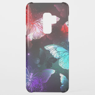 Drei glühende Schmetterlinge im Hintergrund Uncommon Samsung Galaxy S9 Plus Hülle