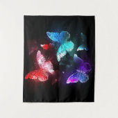 Drei glühende Schmetterlinge im Hintergrund Wandteppich (Vorderseite)