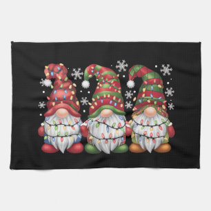 Drei Gnome Buffalo Kariert Rot Weihnachten Geschirrtuch