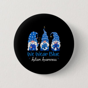 Drei Gnome, die das blaue Puzzle-Autismus-Bewussts Button