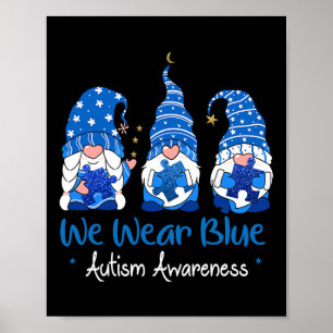 Drei Gnome, die das blaue Puzzle-Autismus-Bewussts Poster
