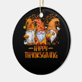 Drei Gnome glücklich Erntedankfest Herbst Pumpki Keramik Ornament (Links)