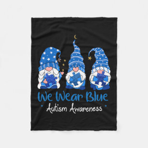 Drei Gnome halten blaues Puzzle Autismus-Bewusstse Fleecedecke