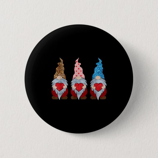 Drei Gnome halten herzlichen lustigen Valentinstag Button (Vorderseite)
