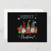 Drei Gnome in Buffalo Kariert frohe Weihnachtsgnom Postkarte (Vorne/Hinten)