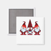 Drei Gnome in Buffalo Kariert Weihnachten Gnome Xm Magnet (Vorderseite/Rückseite)