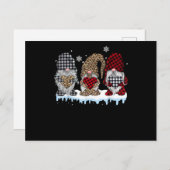 Drei Gnome in Leopard Buffalo Karierte Weihnachten Ankündigungspostkarte (Vorne/Hinten)