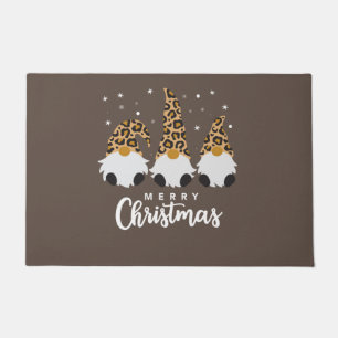 Drei Gnome mit Leopard Karierte Weihnachten Fußmatte