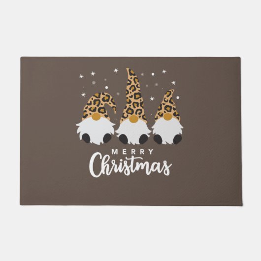 Drei Gnome mit Leopard Karierte Weihnachten Fußmatte (Vorderseite)