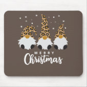 Drei Gnome mit Leopard Karierte Weihnachten Mousepad (Vorne)