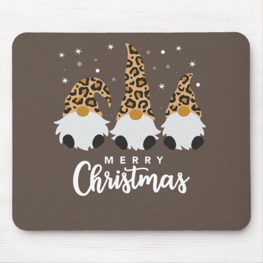 Drei Gnome mit Leopard Karierte Weihnachten Mousepad (Vorne)