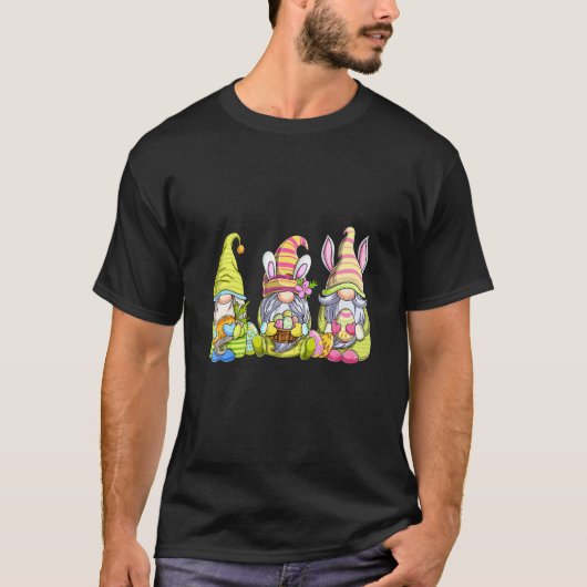 Drei Gnome Oster Niedlich Bunny Egg Jagen Happy Es T-Shirt (Vorderseite)