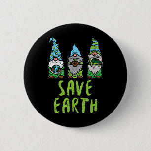Drei Gnome Pflanze Schildkröte Rette Erdgartenrad Button