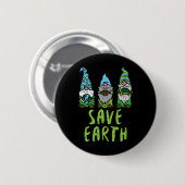 Drei Gnome Pflanze Schildkröte Rette Erdgartenrad Button (Vorne & Hinten)