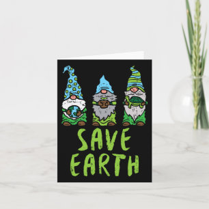 Drei Gnome Pflanze Schildkröte Rette Erdgartenrad Karte