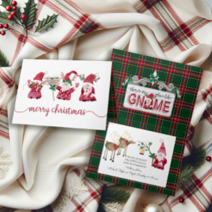 Drei Gnome Rentier Wasserfarbe Karo Weihnachten