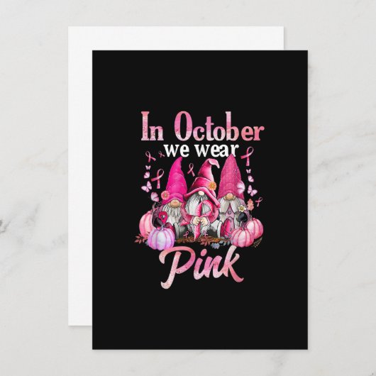 Drei Gnome rosa Ribbon Brustkrebs Bewusstsein Gn Einladung (Vorne/Hinten)