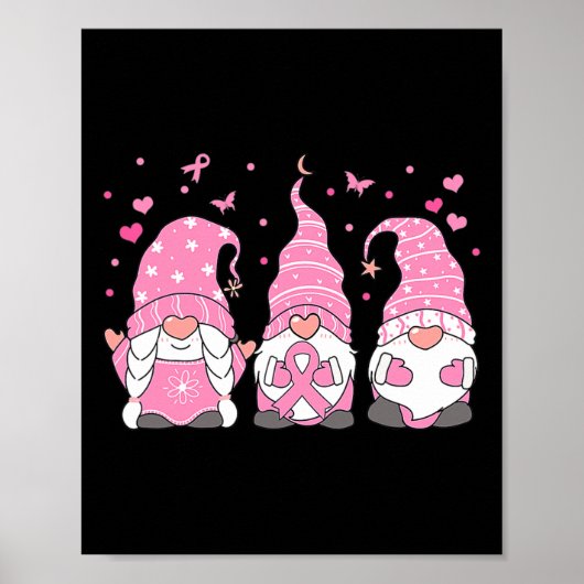 Drei Gnome rosa Ribbon Krieger Brustkrebs Krieg Poster (Vorne)