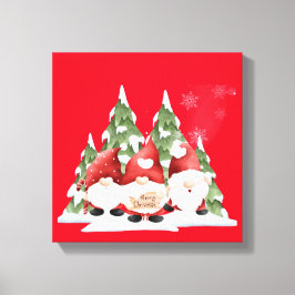 Drei Gnome Weihnachts-Stretched Canvas Print Leinwanddruck