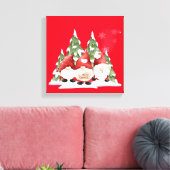 Drei Gnome Weihnachts-Stretched Canvas Print Leinwanddruck (Insitu (Wohnzimmer))