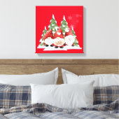 Drei Gnome Weihnachts-Stretched Canvas Print Leinwanddruck (Insitu (Schlafzimmer))