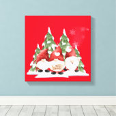 Drei Gnome Weihnachts-Stretched Canvas Print Leinwanddruck (Insitu (Holzboden))