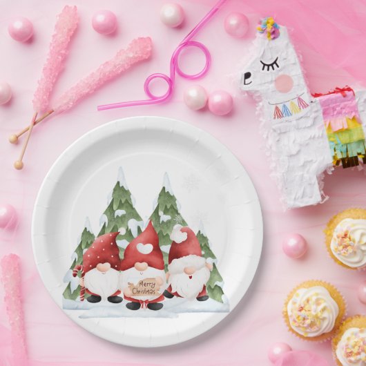 Drei Gnome Weihnachtsbuch-Teller Pappteller (Party)