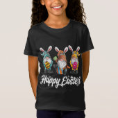Drei Gnomen Bunny Holding Ostereier Jagd Happ T-Shirt (Vorderseite)