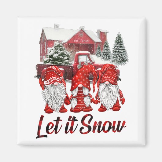 Drei Gnomen in Rot, damit es schneien wird Weihnac Magnet (Vorne)