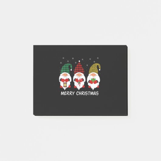 Drei Gnomes Büffel kariert roter Leopard Weihnacht Post-it Klebezettel (Vorderseite)