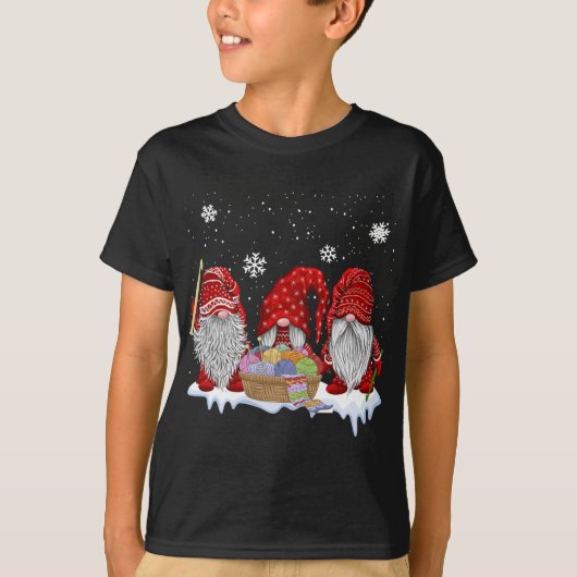 Drei Gnomes Crochet und Weihnachtsgeschenk streich T-Shirt (Vorderseite)
