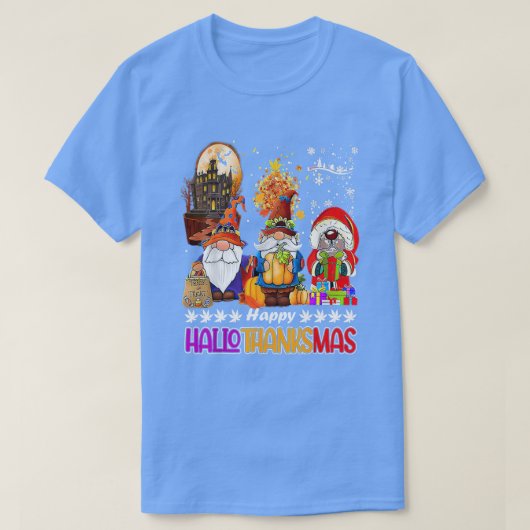 Drei Gnomes glückliches Halloween Fall Candy Corn T-Shirt (Design vorne)