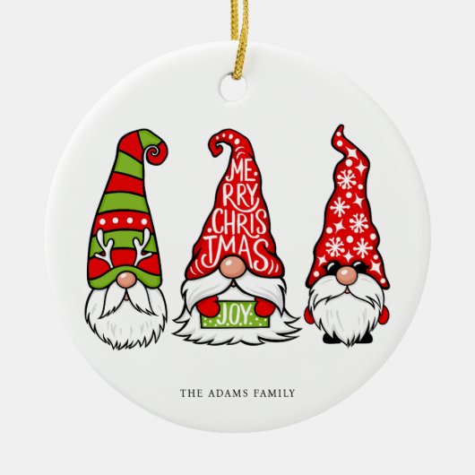 Drei Gnomes Illustrationen Frohe Weihnachten Keramik Ornament (Vorne)