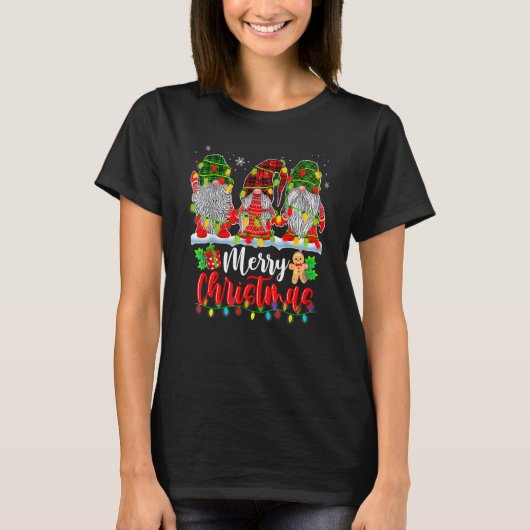 Drei Gnomes Matching Family Frohe Weihnachtsbaum T-Shirt (Vorderseite)